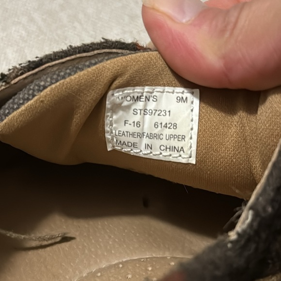 Sperry Top Sider Shoes-Wmns Sz 9-Dark Brown with Plaid Flannel Trim-Leather Ties - Picture 14 of 15